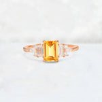 Luxury Emerald Cut Citrine Cluster Engagement Ring - Additional view