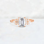 Luxury Emerald Cut Lab Diamond Cluster Engagement Ring - Additional view