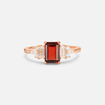 Luxury Emerald Cut Garnet Cluster Engagement Ring - Additional view