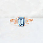 Luxury Emerald Cut Aquamarine Cluster Engagement Ring - Additional view