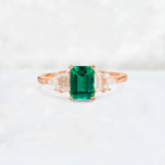 Luxury Emerald Cut Luxury Emerald Cluster Engagement Ring - Additional view