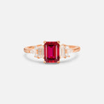 Luxury Emerald Cut Ruby Cluster Engagement Ring - Additional view