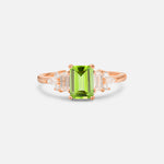 Luxury Emerald Cut Peridot Cluster Engagement Ring - Additional view