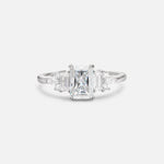 Luxury Emerald Cut Moissanite Cluster Engagement Ring - Additional view
