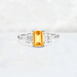 Luxury Emerald Cut Citrine Cluster Engagement Ring - Additional view
