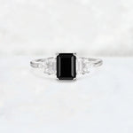 Luxury Emerald Cut Black Onyx Cluster Engagement Ring - Additional view