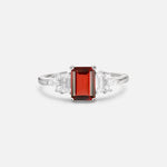 Luxury Emerald Cut Garnet Cluster Engagement Ring - Additional view