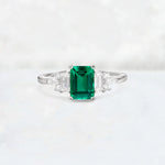 Luxury Emerald Cut Luxury Emerald Cluster Engagement Ring - Additional view