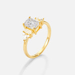 Luxury Emerald Cut Moissanite Cluster Engagement Ring - Additional view