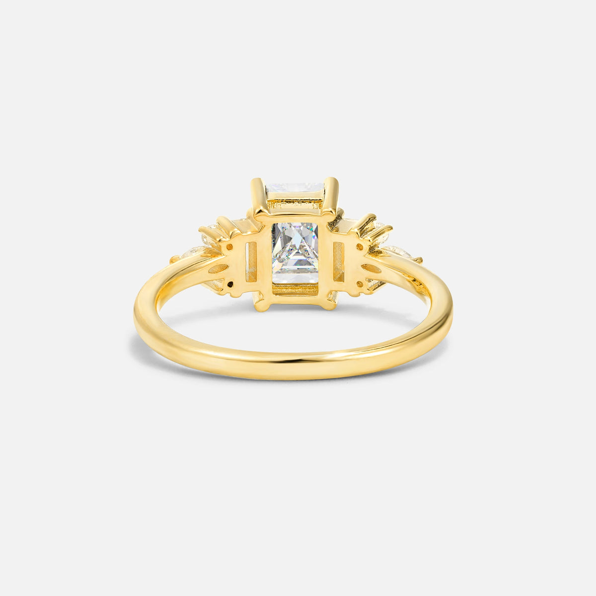 Luxury Emerald Cut Moissanite Cluster Engagement Ring - Additional view