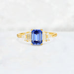Luxury Emerald Cut Sapphire Cluster Engagement Ring - Additional view