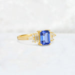 Luxury Emerald Cut Sapphire Cluster Engagement Ring - Additional view