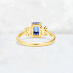 Luxury Emerald Cut Sapphire Cluster Engagement Ring - Additional view