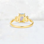 Luxury Emerald Cut Fire Opal Cluster Engagement Ring - Additional view