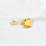 Luxury Emerald Cut Citrine Cluster Engagement Ring - Additional view