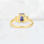 Luxury Emerald Cut Tanzanite Cluster Engagement Ring - Additional view