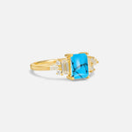 Luxury Emerald Cut Turquoise Cluster Engagement Ring - Additional view