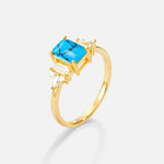 Luxury Emerald Cut Turquoise Cluster Engagement Ring - Additional view