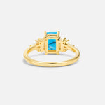 Luxury Emerald Cut Turquoise Cluster Engagement Ring - Additional view