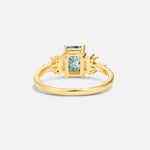 Luxury Emerald Cut Moss Agate Cluster Engagement Ring - Additional view