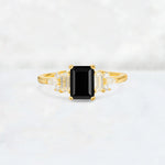 Luxury Emerald Cut Black Onyx Cluster Engagement Ring - Additional view