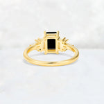 Luxury Emerald Cut Black Onyx Cluster Engagement Ring - Additional view