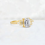 Luxury Emerald Cut Lab Diamond Cluster Engagement Ring - Additional view