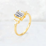 Luxury Emerald Cut Lab Diamond Cluster Engagement Ring - Additional view