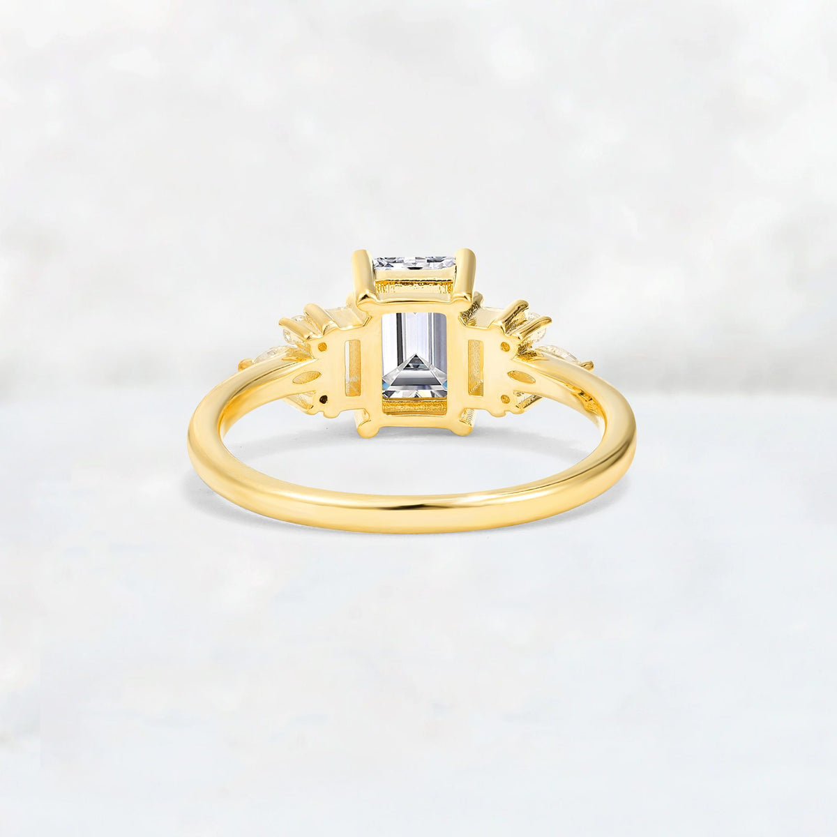 Luxury Emerald Cut Lab Diamond Cluster Engagement Ring - Additional view