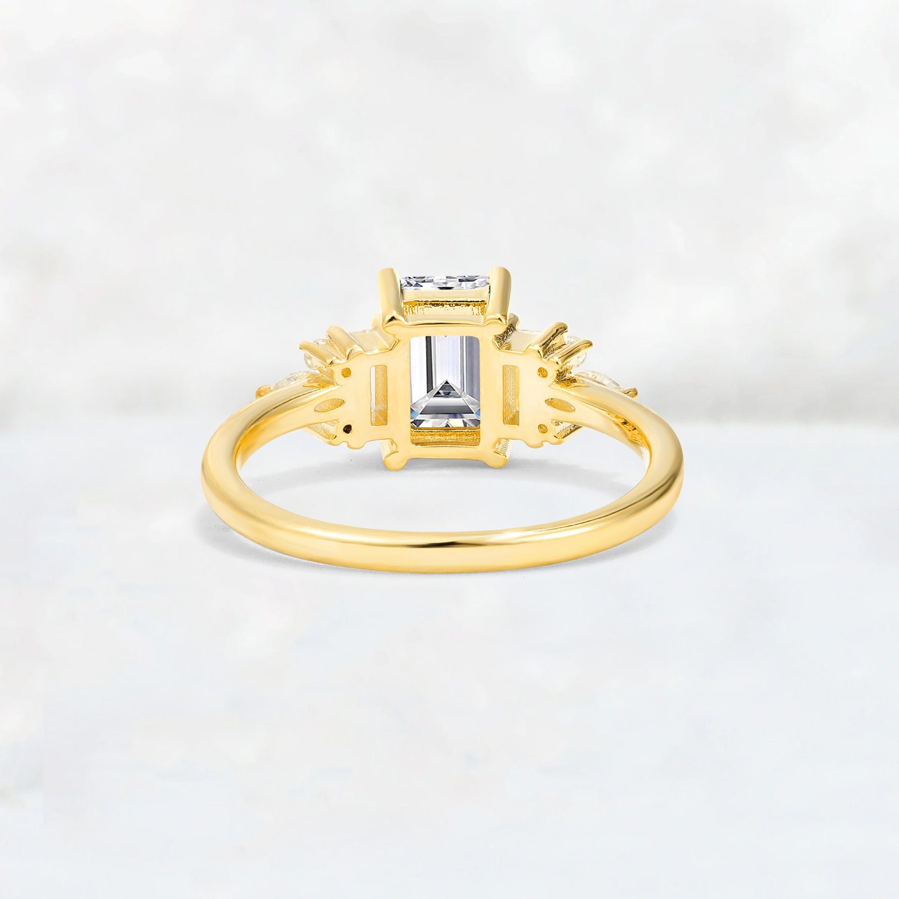 Luxury Emerald Cut Lab Diamond Cluster Engagement Ring - Additional view