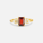 Luxury Emerald Cut Garnet Cluster Engagement Ring - Additional view