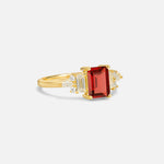 Luxury Emerald Cut Garnet Cluster Engagement Ring - Additional view
