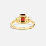 Luxury Emerald Cut Garnet Cluster Engagement Ring - Additional view