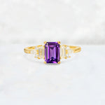 Luxury Emerald Cut Amethyst Cluster Engagement Ring - Additional view