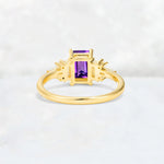 Luxury Emerald Cut Amethyst Cluster Engagement Ring - Additional view
