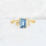 Luxury Emerald Cut Aquamarine Cluster Engagement Ring - Additional view