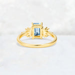 Luxury Emerald Cut Aquamarine Cluster Engagement Ring - Additional view