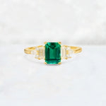 Luxury Emerald Cut Luxury Emerald Cluster Engagement Ring - Additional view