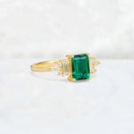 Luxury Emerald Cut Luxury Emerald Cluster Engagement Ring - Additional view