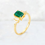 Luxury Emerald Cut Luxury Emerald Cluster Engagement Ring - Additional view