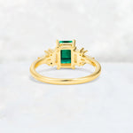 Luxury Emerald Cut Luxury Emerald Cluster Engagement Ring - Additional view