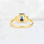 Luxury Emerald Cut Alexandrite Cluster Engagement Ring - Additional view