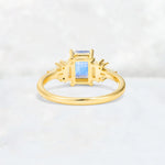 Luxury Emerald Cut Moonstone Cluster Engagement Ring - Additional view
