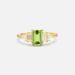 Luxury Emerald Cut Peridot Cluster Engagement Ring - Additional view