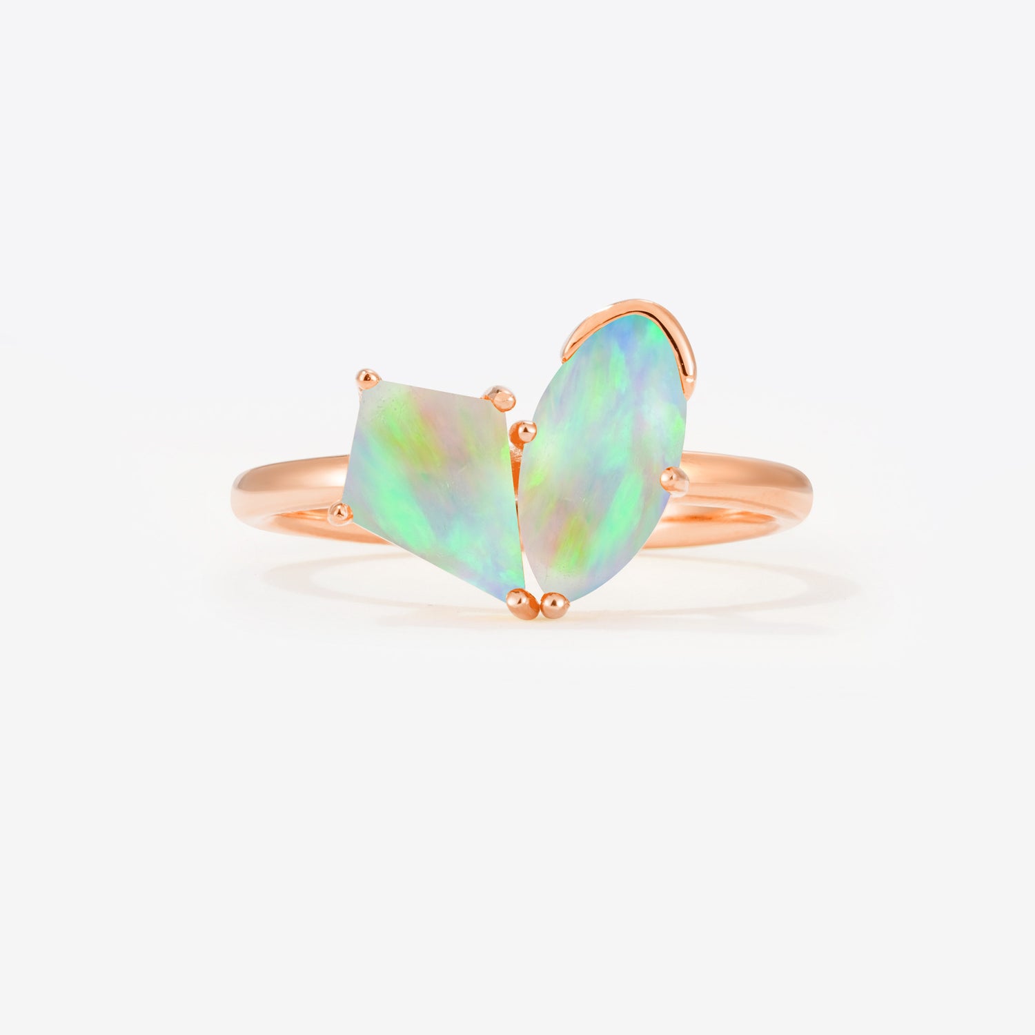 Unique Kite Cut Toi et Moi Opal Engagement Ring for Women