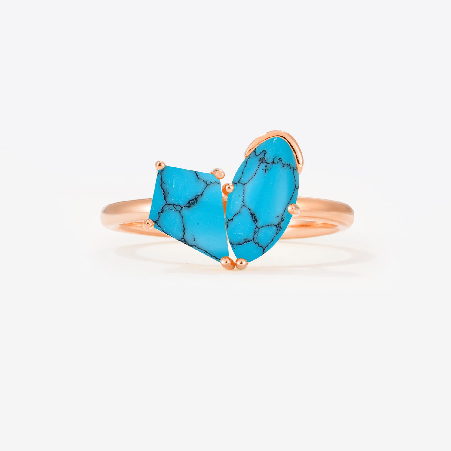 Unique Kite Cut Toi et Moi Turquoise Engagement Ring for Women