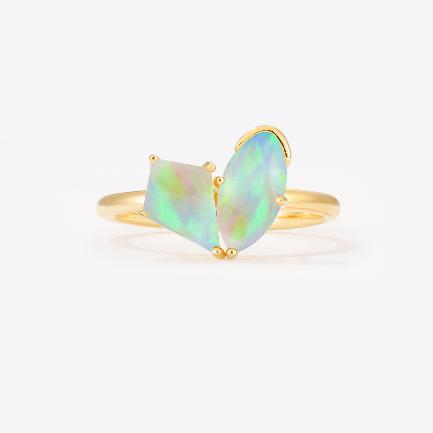 Unique Kite Cut Toi et Moi Fire Opal Engagement Ring for Women