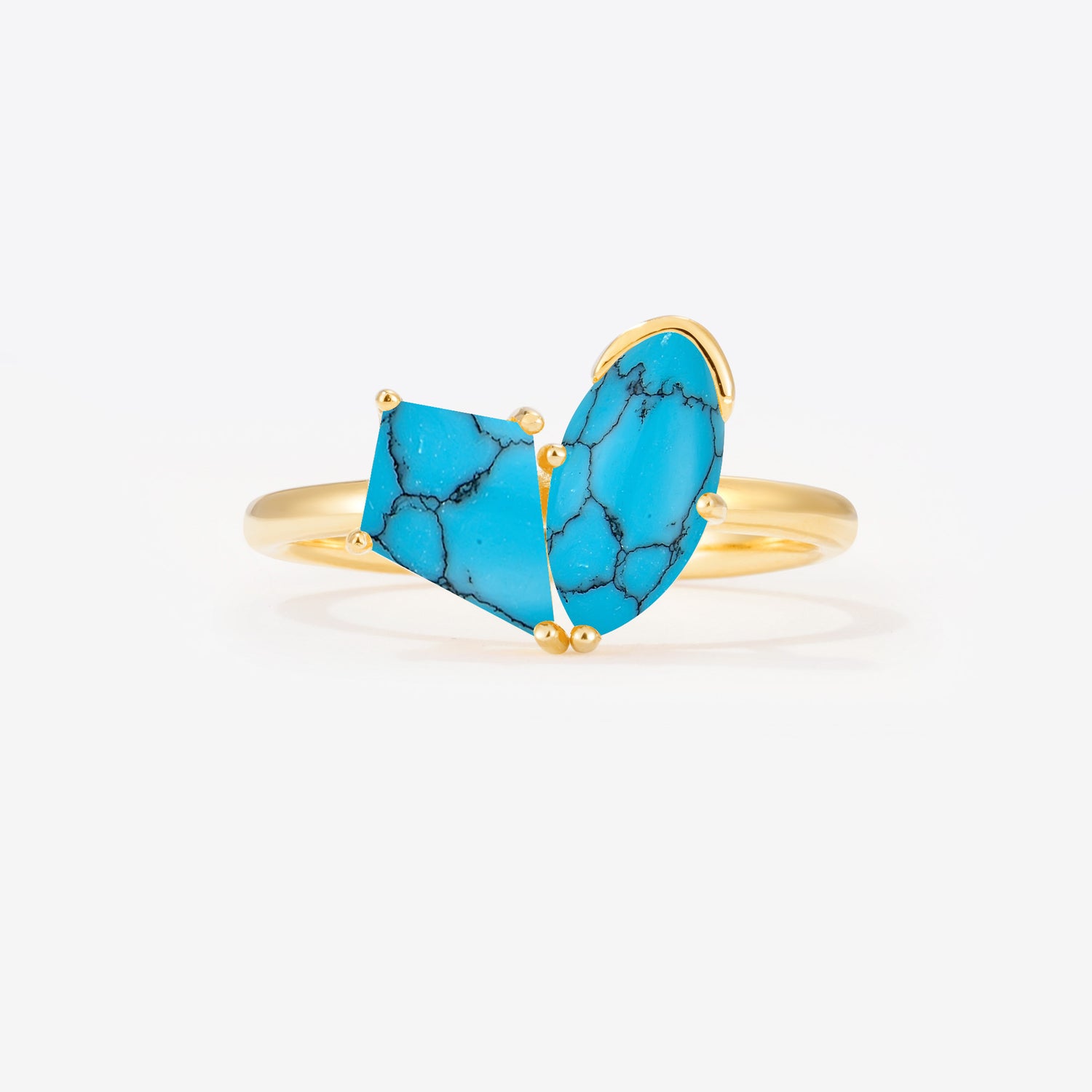 Unique Kite Cut Toi et Moi Turquoise Engagement Ring for Women