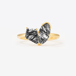 SR17654 Black Rutilated Quartz Ring - Yellow-Gold