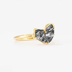 SR17654 Black Rutilated Quartz Ring - White-Gold